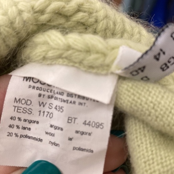 Moschino || Angora Blend Turtleneck Knit Sweater Light Green US 10 - Picture 8 of 9